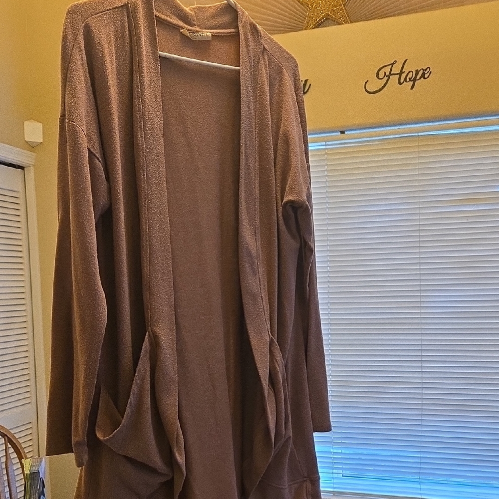 Cozy Light Purple Knit Cardigan Sweater With Pockets